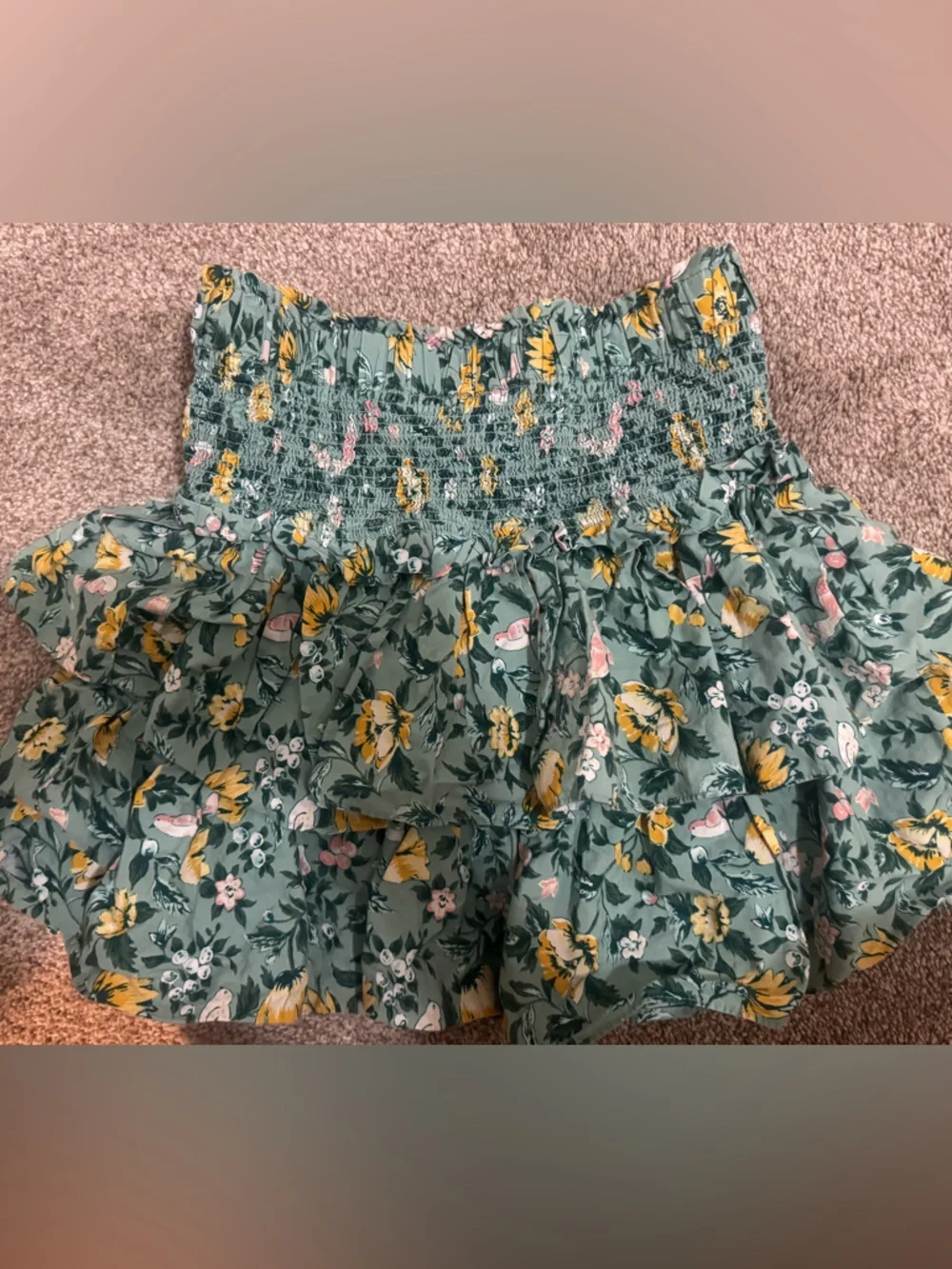 Janie and Jack Green Floral Skirt Girls 14 Botanical Print Ruffle stretchy